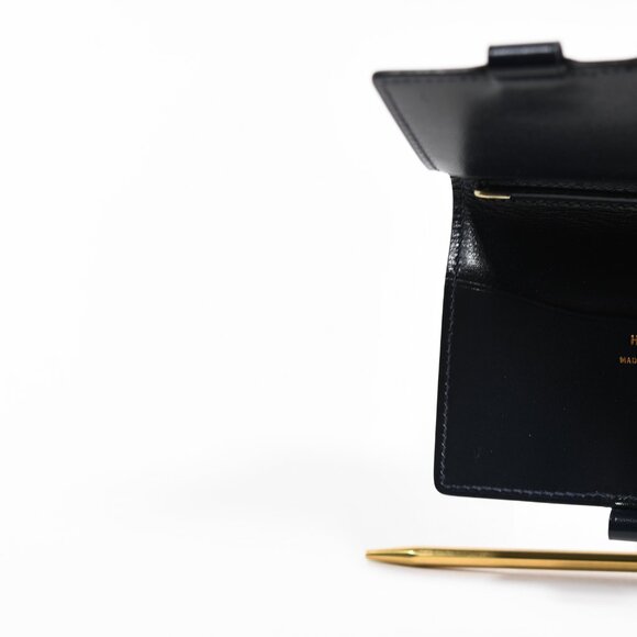 Hermès Vintage Mini Agenda Cover w/ Pencil Dark Navy Leather France 60s–70s - Picture 7 of 8